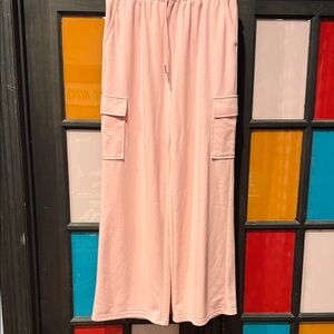 Pink Wide-Leg Pants with Pockets